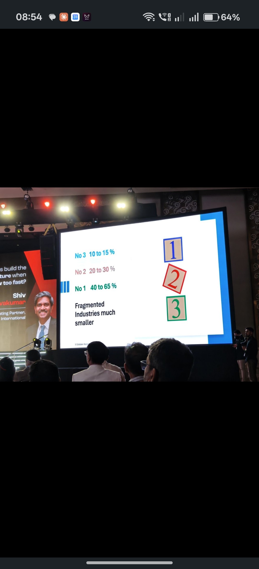 Session slide on fragmented industries and market share